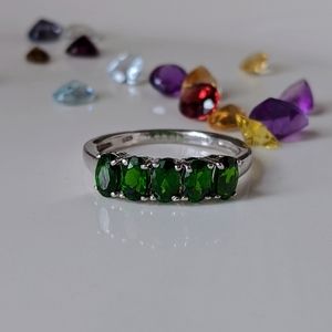 Genuine Russian Diopside Ring Platinum/Sterling
